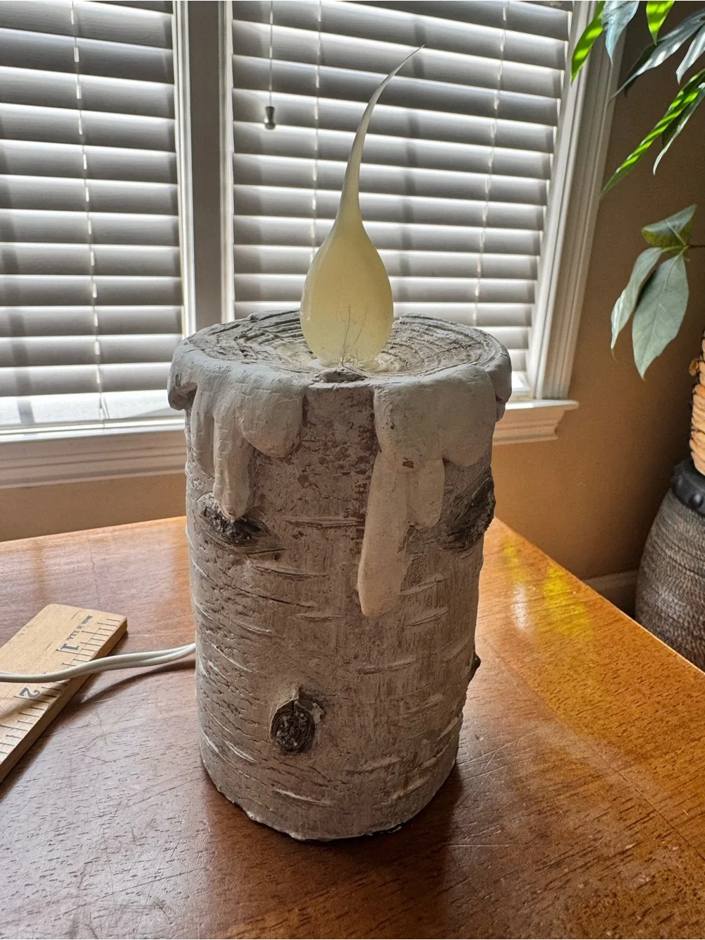 Vintage Rustic Birch Log Flameless Candle